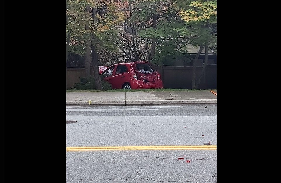 An 87-year-old pedestrian was taken to hospital after a two-vehicle Coquitlam collision on Sept. 4, 2021.