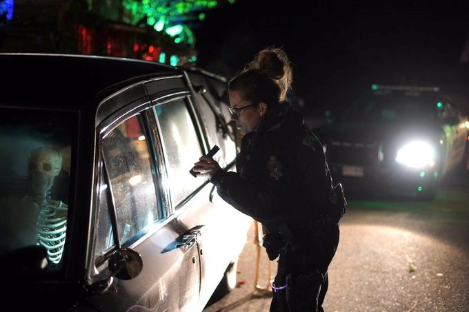 Port Moody Police road check on Halloween weekend