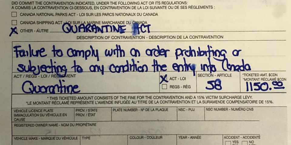 Quarantine Act ticket