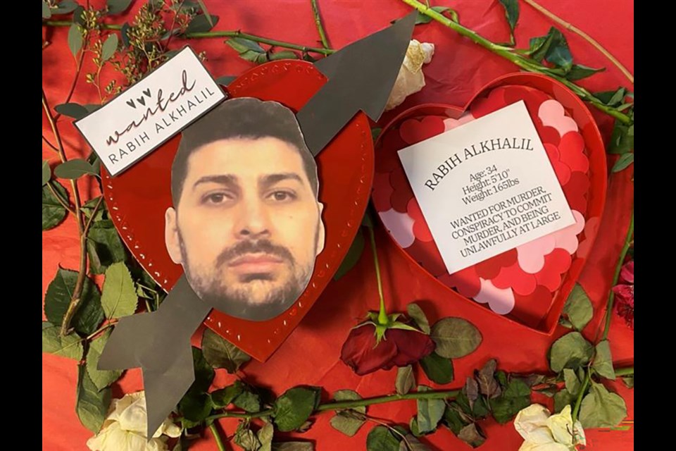 Accused killer Rabih "Robby" Alkhalil, who escaped from the North Fraser Pretrial Centre in Port Coquitlam on July 21, 2022, is Crime Stoppers' "least-wanted valentine" for 2023.