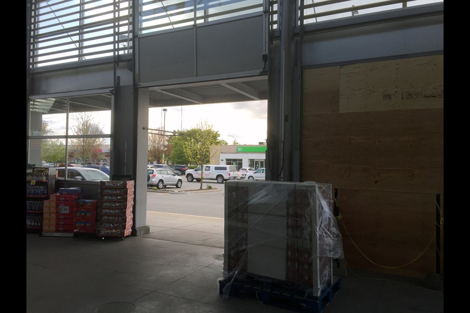 Save-On-Foods in Port Coquitlam was the subject of an alleged break-in on April 8, 2022, when a truck crashed into the front window. RCMP are investigating the incident.