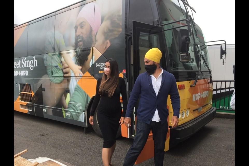 NDP leader Jagmeet Singh made his first 2021 federal election campaign appearance in Coquitlam on Aug. 17, 2021, addressing a job creation and business investment plan among other topics.