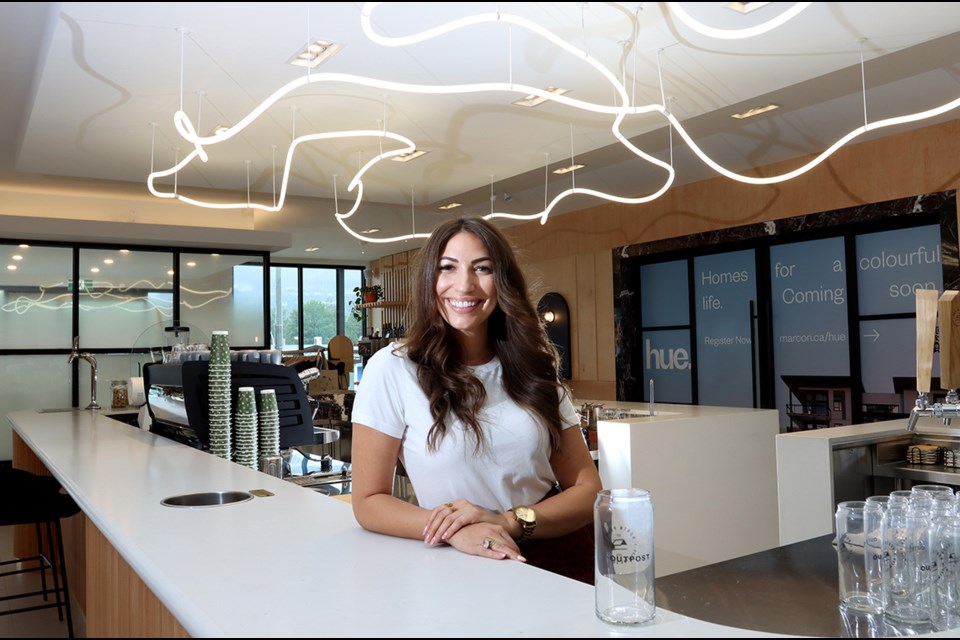 Mandy Yacoub, brand partnerships and event manager for Langley-based developer Marcon, shows off its new Outpost community hub in Port Moody.