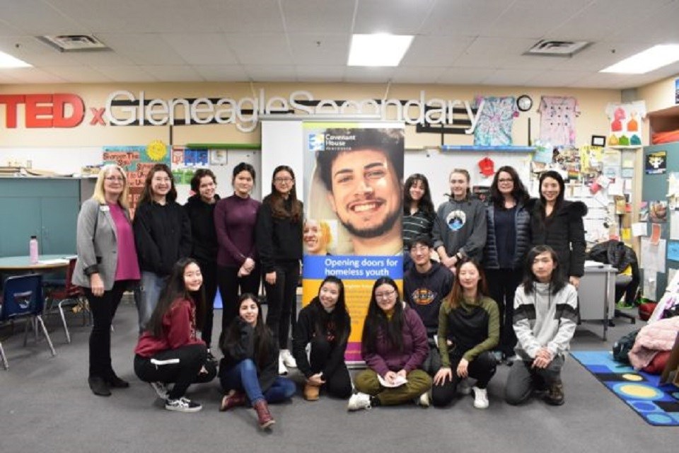 Gleneagle Secondary students are banding together in preparation to sleep outside in the cold, damp weather overnight on April 21, 2022, to raise awareness on youth homelessness. Photo taken in 2020.