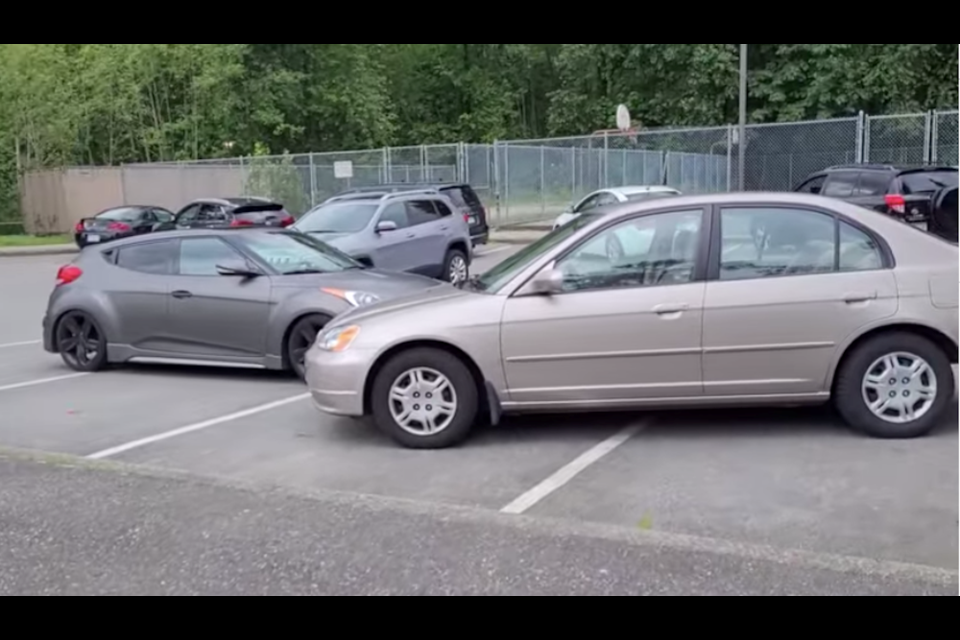 Riverside Secondary 2022 grad students pulled a crooked car prank Wednesday (June 15), parking their vehicles askew for a day.