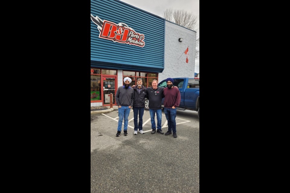 Left to right: Rajinder Jhaj, Ron Jhaj, Scott Sallstrom, Pritpal Jhaj of B&J Parts