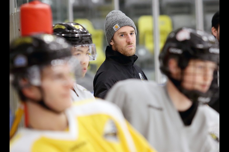 Former NHLer Kyle Turris is now helping out at practices with his old Junior A team, the Coquitlam Express.