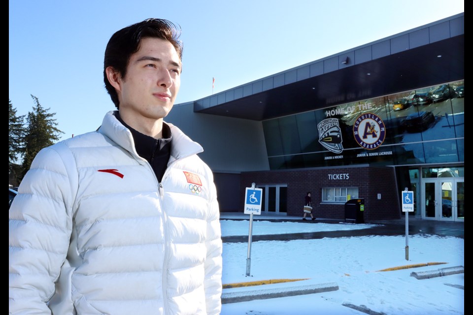 Chinese national team goalie Paris O'Brien stops by his old Coquitlam minor hockey stomping grounds at the Poirier Sport and Leisure Complex during a visit home following his play at the 2022 Winter Olympics in Beijing and the end of his season with the Kunlun Red Star that is part of the Kontinental Hockey League, Russia's version of the NHL.