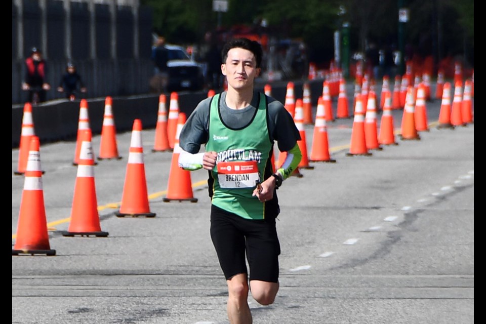 Coquitlam Cheetahs' runner Brendan Wong speeds to a sixth-place overall finish at Sunday's BMO Vancouver Marathon.