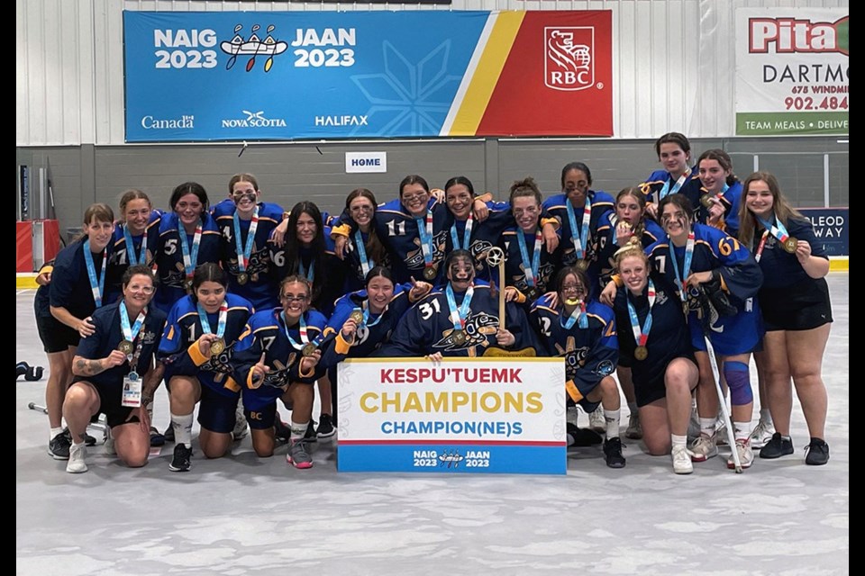 Port Moody sisters Jordan (#6) and Jolaine Bolam (#19) ran at full speed with B.C.'s under-19 female box lacrosse squad to a gold medal at the 2023 North American Indigenous Games in Halifax, N.S.