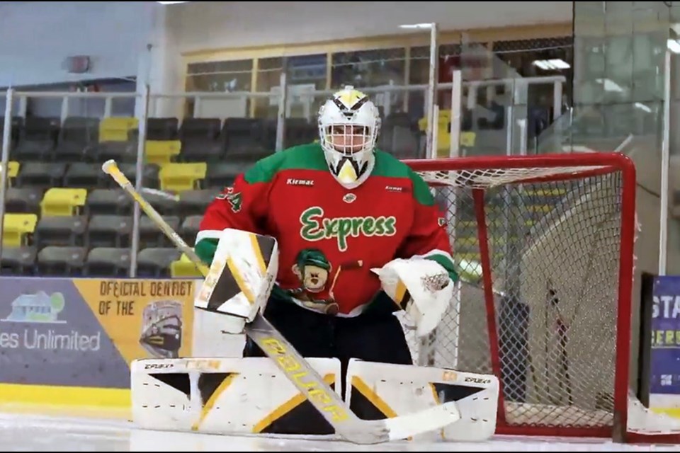 The Coquitlam Express are set to wear these special holiday-themed jerseys on Dec. 9, 2022, for its annual Teddy Bear Toss Night at the Poirier Sport and Leisure Complex.