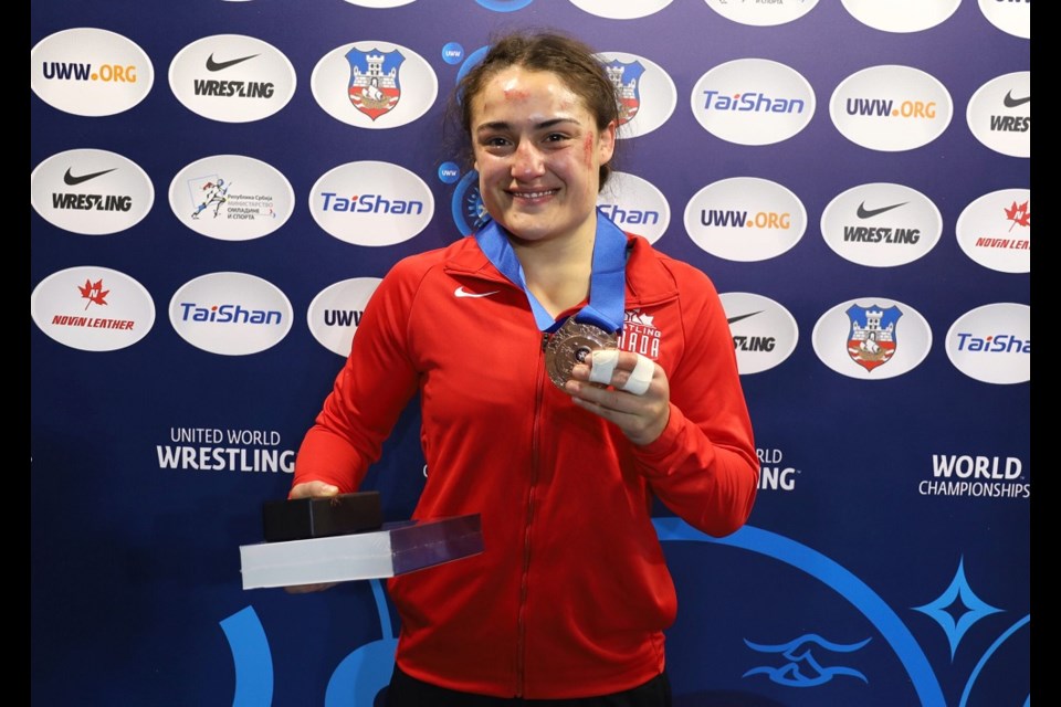 Coquitlam wrestler Karla Godinez Gonzalez won the third international medal of her career — a bronze at the 2022 world championships.