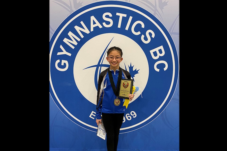 Lia Chow of Coquitlam's Club Aviva squad was one of two athletes that won the 2022 artistic gymnastics all-around provincial title for Level 7.