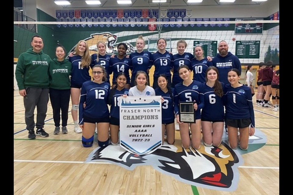 Port Coquitlam's Riverside Rapids won the 2022 Fraser North AAAA senior girls volleyball title. They finished fourth at the 2022 provincials tournament in Kelowna on Dec. 3.