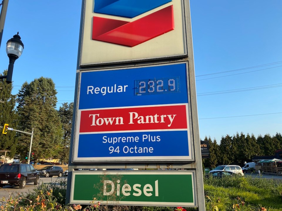 $232.9 gas in New Westminster on Sept. 27, 2022