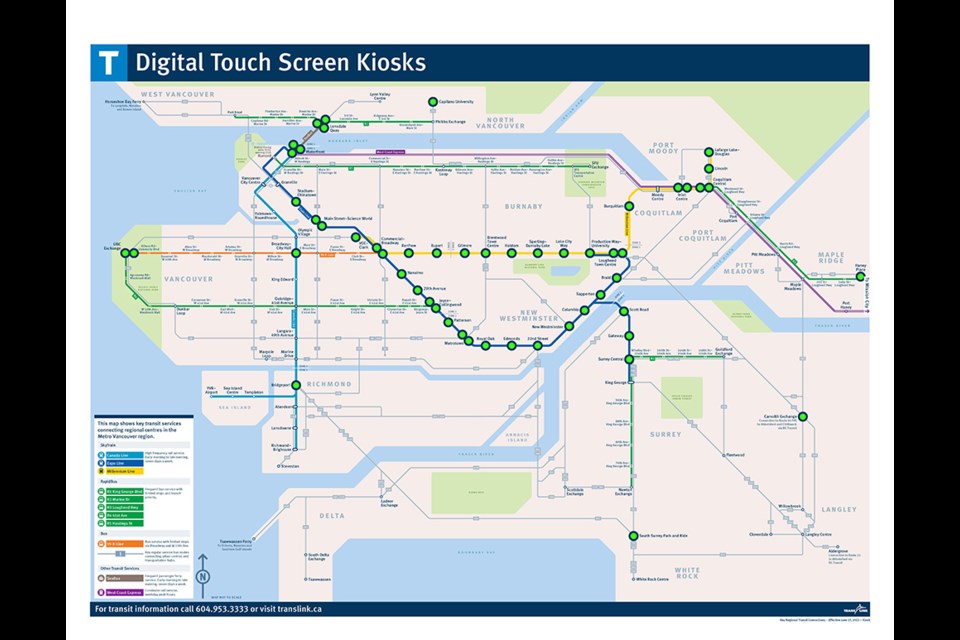 TransLink now has new digital touchscreen kisoks at five Tri-Cities stops, which aim to help commuters plan their routes and find other-related transit information