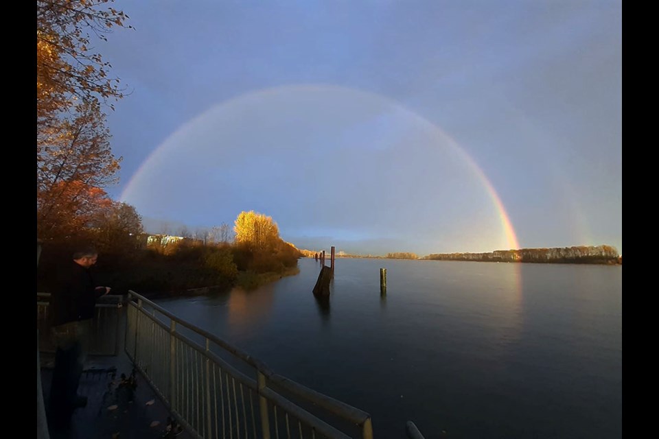 A full double rainbow seen over the Pitt River in the Tri-Cities on Nov. 4, 2021.