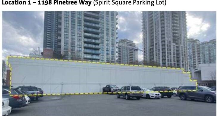  The 3,400 sq. ft. white wall next to Spirit Square, at 1198 Pinetree Way in Coquitlam. | City of Coquitlam photo