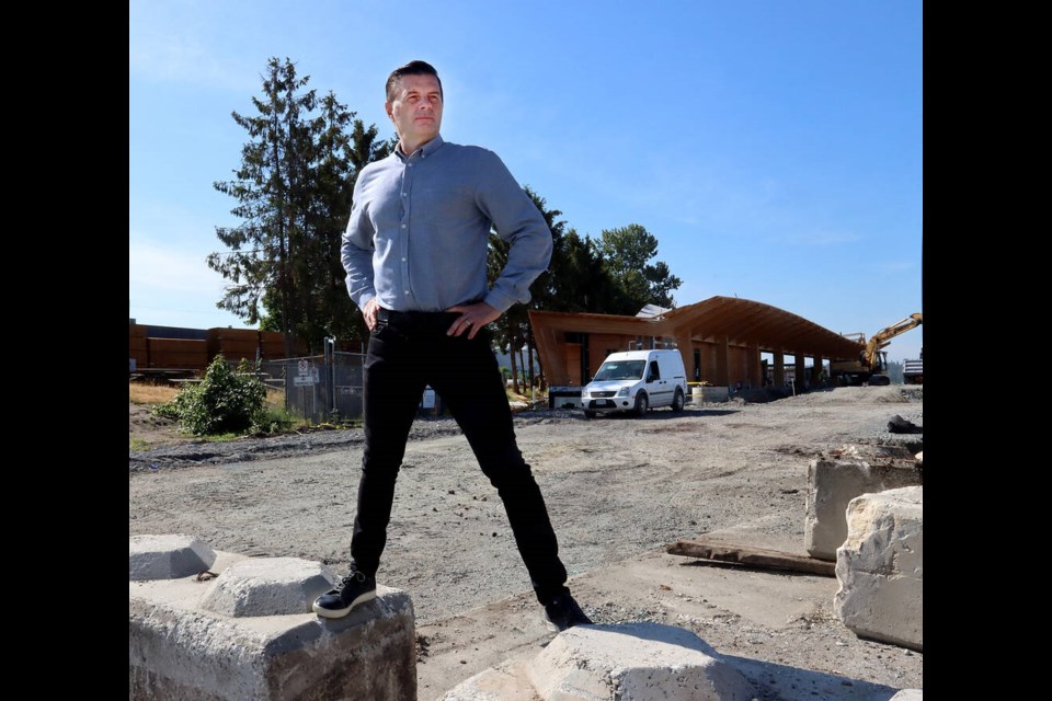 Rob Fiorvento, managing partner at Beedie Living, checks the progress of the new sales centre that is being built for the companys massive development of the Fraser Mills site in Coquitlam. | Mario Bartel, Tri-City News 