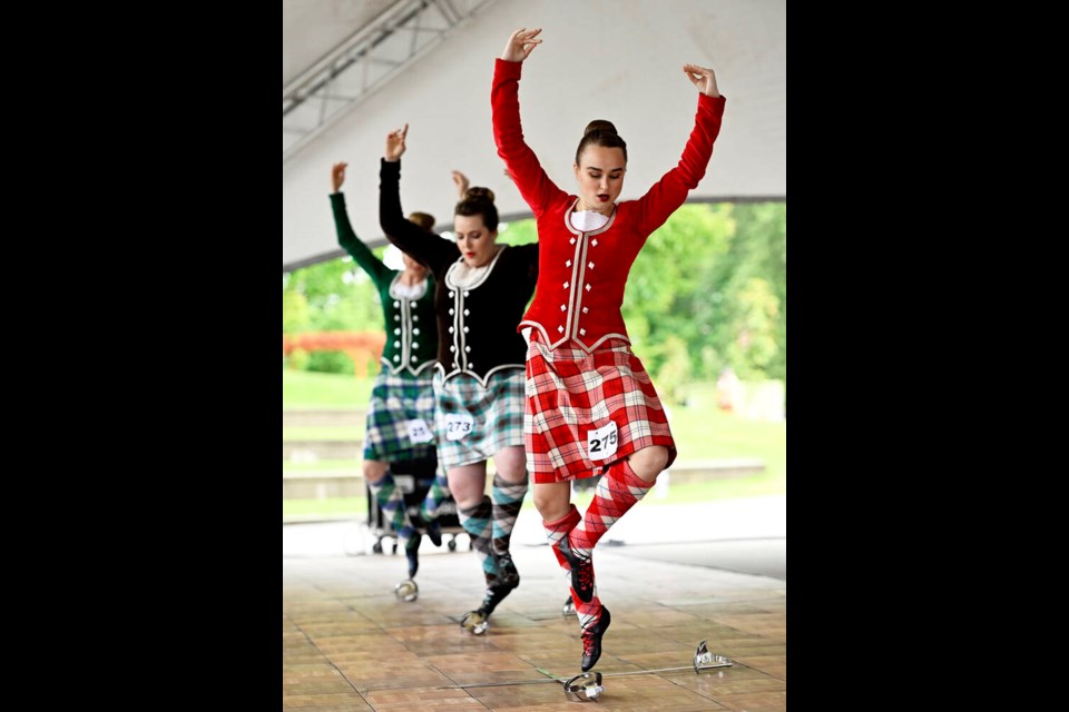 Juliet Romano-Olsen competes in the Sword Dance during the Highland Dancing Competition at ScotFestBC, Saturday at Coquitlams Town Centre Park. | Jennifer Gauthier, Tri-City News 