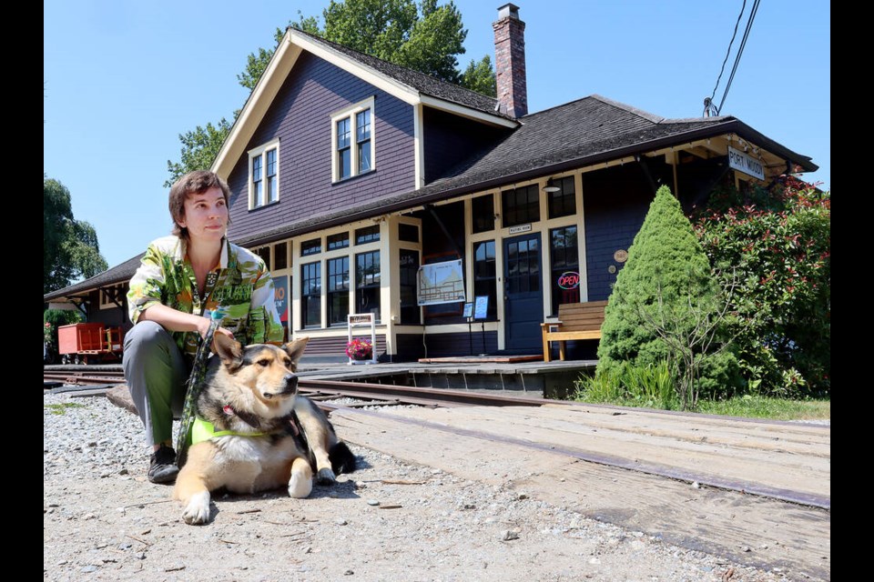One of the goals of the new executive director of POMO Museum, Farmer Chomitz, is to make the old train station where its located more accessible. Chomitz is on the autism spectrum and has an assistance dog, Ianto, to help them navigate their own challenges. | Mario Bartel, Tri-City News 