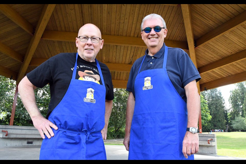 Glen Brown and Frank Marchand are helping to organize Ribfest 2023 in Port Moody on behalf of the Rotary Club. | Janis Cleugh, Tri-City News 