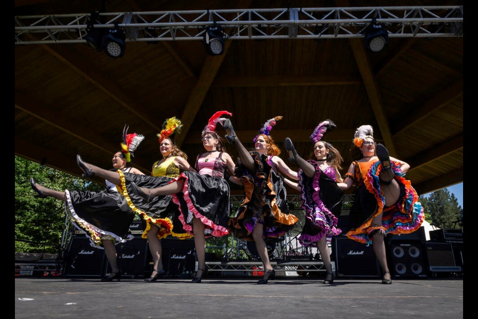 The Golden Spike Can Can Dancers perform at Port Moody Golden Spike Days Festival at Rocky Point Park last Saturday. | Jennifer Gauthier, Tri-City News 