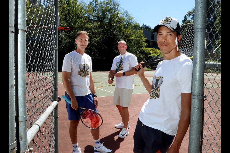 MARIO BARTEL/TRI-CITY NEWS (L-R) Chris Stannell, Mike Smith and Chris Law have organized the Golden Spike Tennis Association to bring together the sport’s players in Port Moody and help raise its voice. 