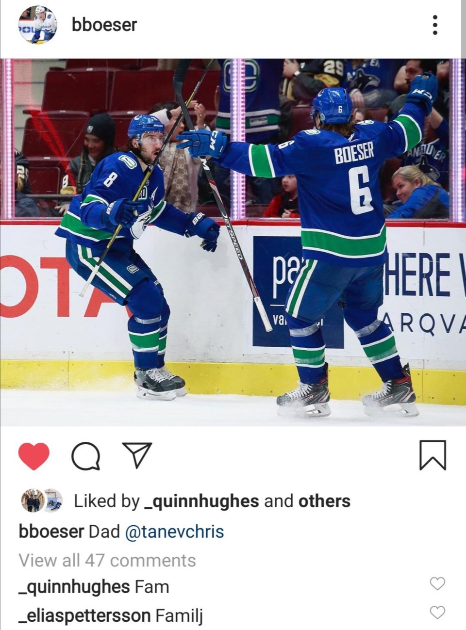 boeser-calls-tanev-dad