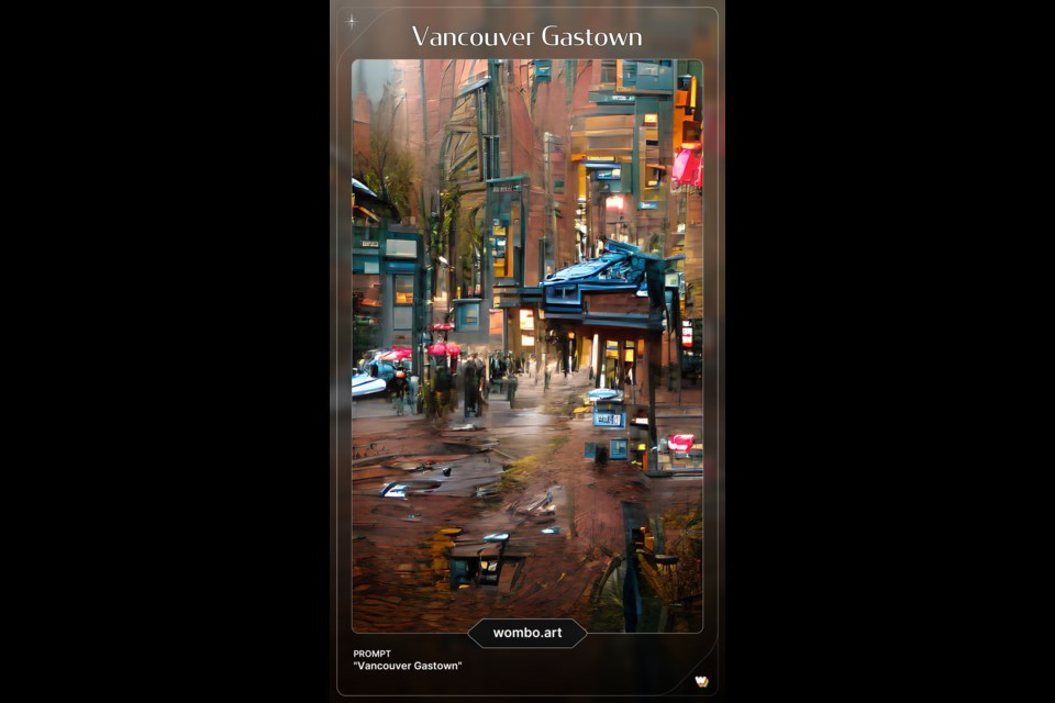 Gastown as interpreted by WOMBO AI.