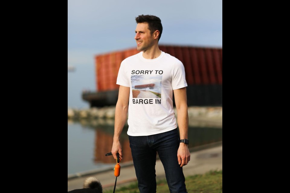 The T-shirt is one of many memes that have been created around the barge but this wearable meme comes with a special twist.