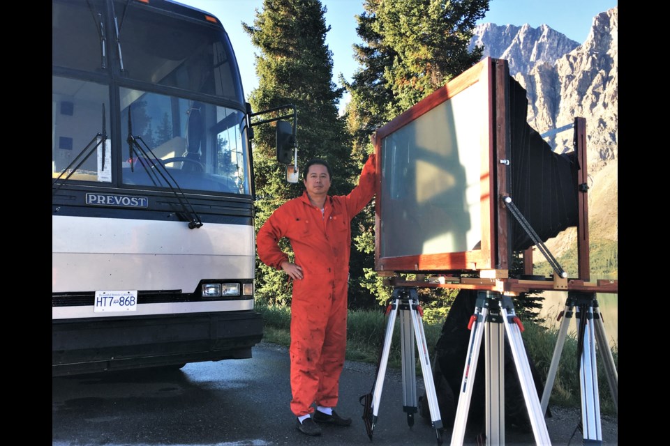 Bill Hao has built two of his own unique cameras and turned a tour bus into a mobile dark room.