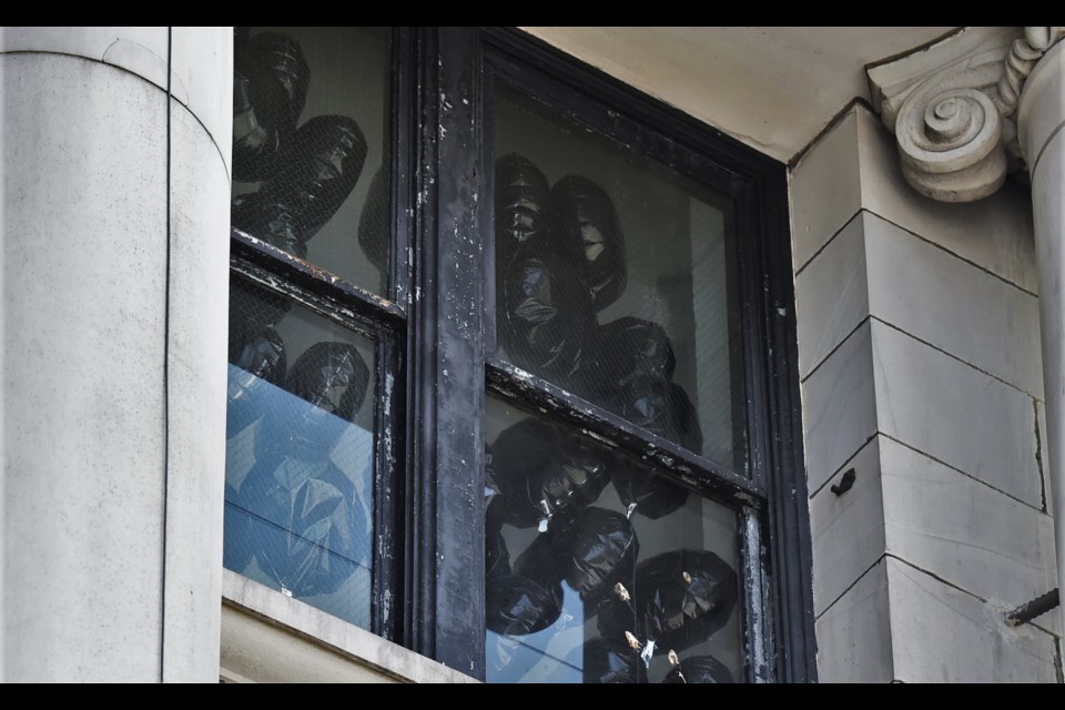 The Vancouver Art Gallery has hundreds of balloons in its windows as part of an aritist's piece and a statement about overdoses.