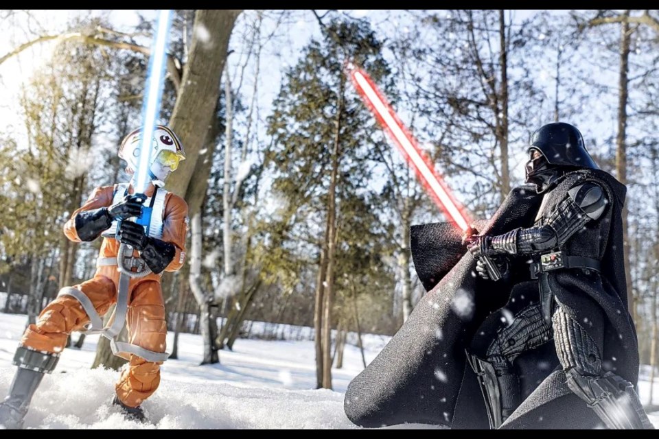 Mickey Conde takes photos of action figures around Vancouver that look almost life-like