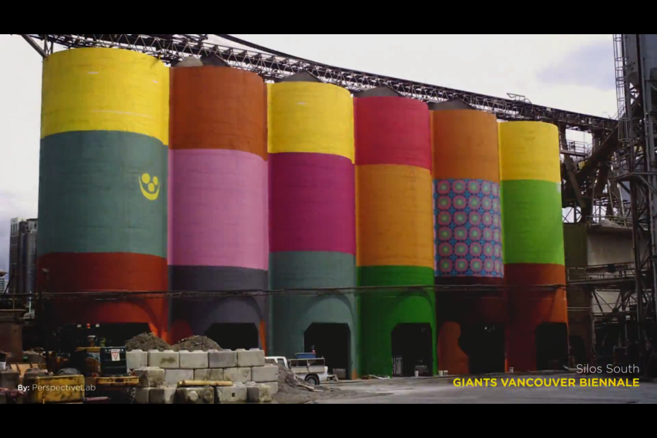 Giants by OSGEMEOS being painted. It's partway done in this screen capture of the timelapse video.