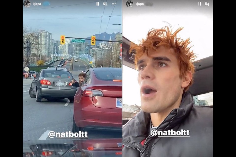 Riverdale star KJ Apa shared a social media story of him driving in Vancouver. The CW show has been filming episodes for season 6 in November 2021. 
