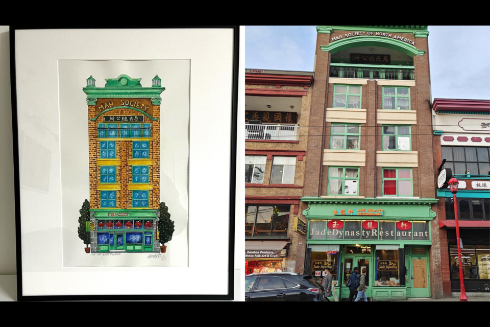 The Mah Society Building in Chinatown is one of several paintings by Vancouver artist Donna Seto, whose work is on display at THIS gallery through Feb. 10. Seto's evocative work draws people in who feel a connection to the buildings she depicts, whether it's present-day or from the community's past