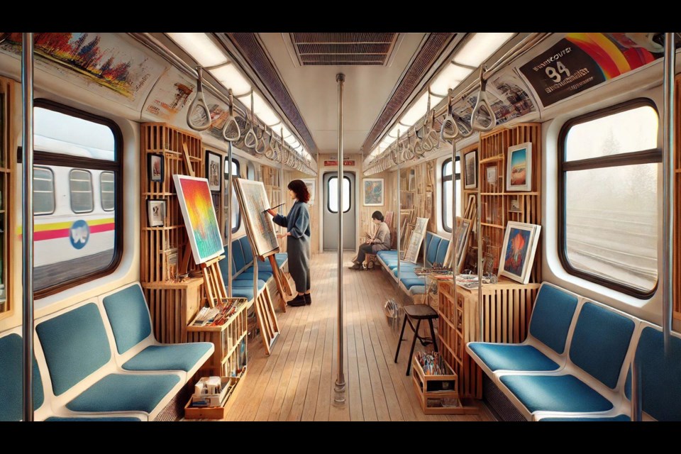 An AI-generated rendering of what the SkyTrain studios might look like inside.