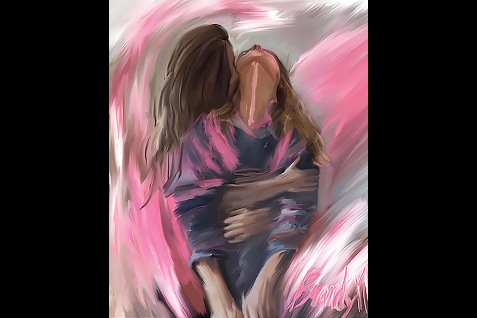 Pink Hug painting.
