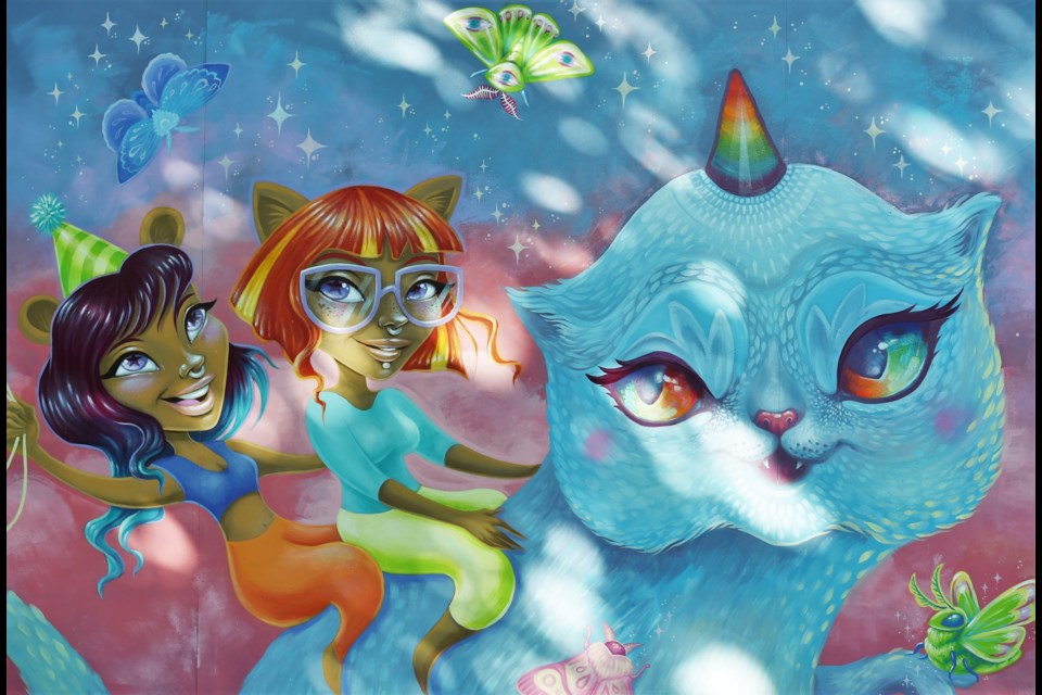 Detail from Galactickitty's painting in Jim Deva Plaza called Purrride.