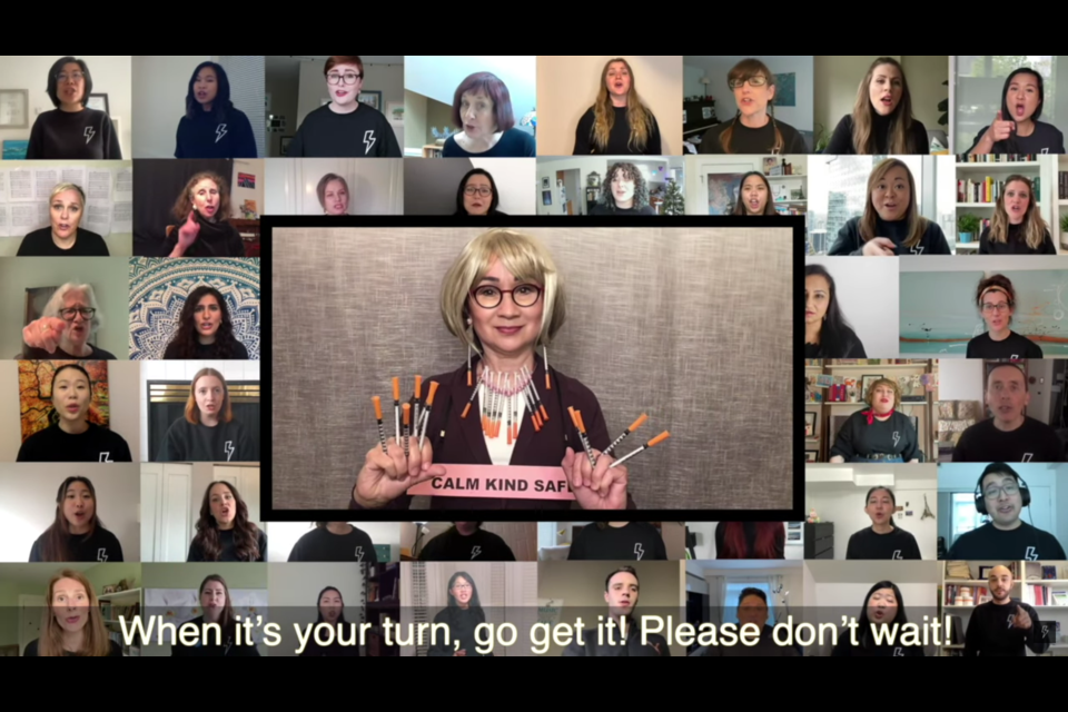 A Vancouver choral group has created a vaccine parody video in light of the coronavirus pandemic to urge everyone to get vaccinated.