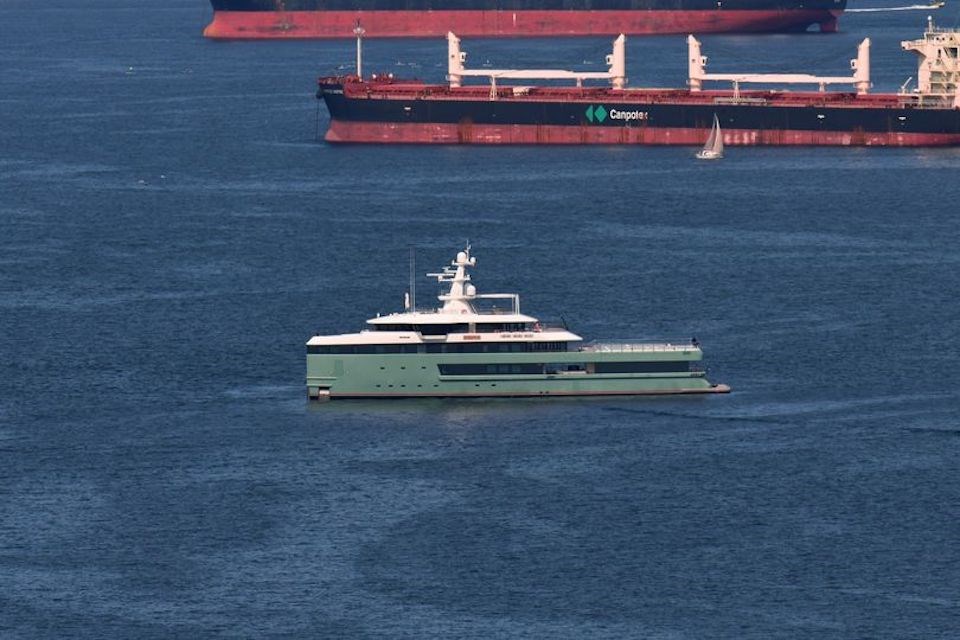 The Anawa superyacht was spotted in Vancouver's English Bay after arriving on July 25, 2023, from Garden Bay on the Sunshine Coast. 