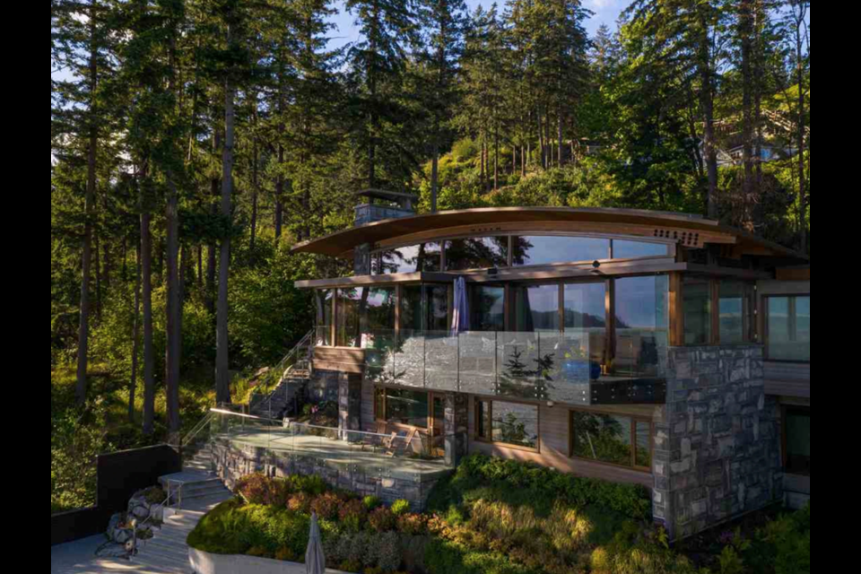 This property— and its panoramic views — located at 3751 Sunset Lane in West Vancouver is currently on the market for $10.88 million. 