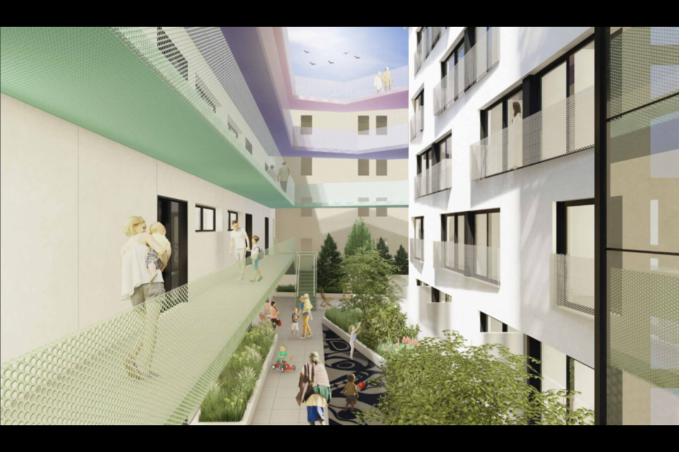 The courtyard inside the project.