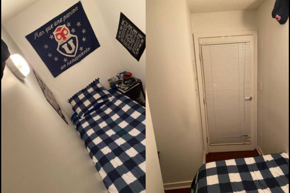 The tiny room available to rent right now in downtown 鶹ýӳis just big enough for a bed.