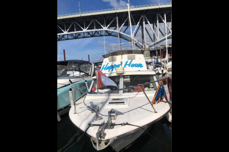 A boat called 'Happy Hour' is open for rentals in Vancouver for $200/month.