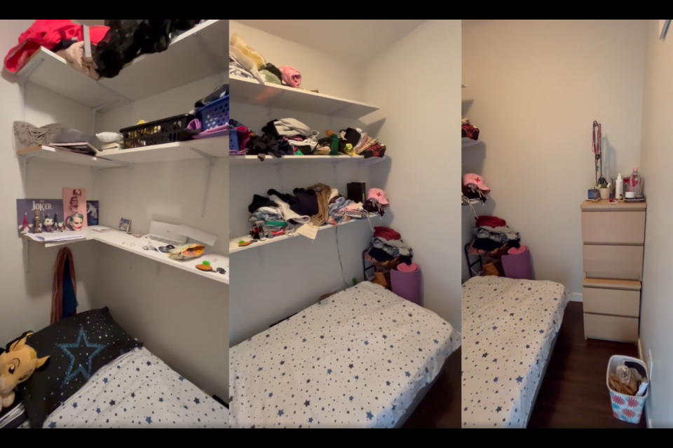 A video of this tiny room for rent in Vancouver doesn't take long to show the entire room.