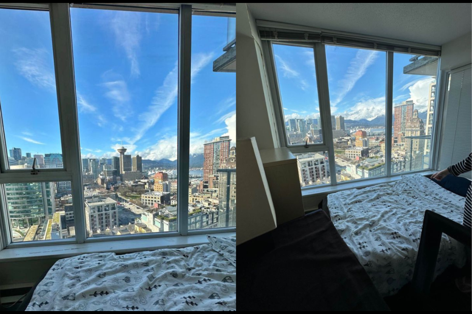 A tiny solarium for rent in a shared Vancouver apartment for $900  a month has an amazing view.