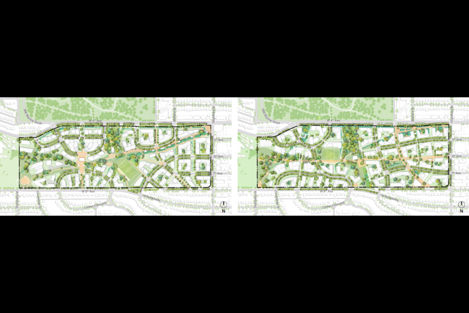 The eagle (left) and weave (right) designs have been proposed for the Jericho Lands in Vancouver.