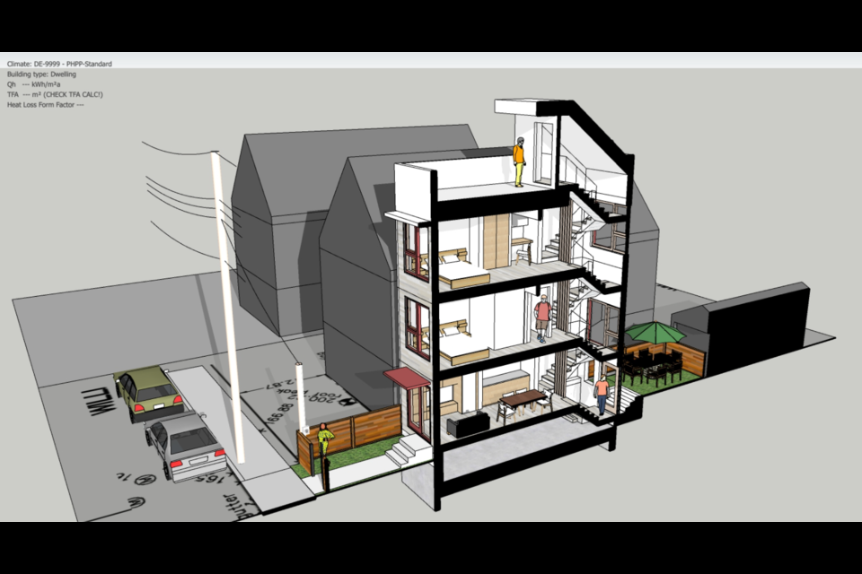 Lanefab have submitted designs for a very narrow 3-storey home in the Commercial Drive neighbourhood.